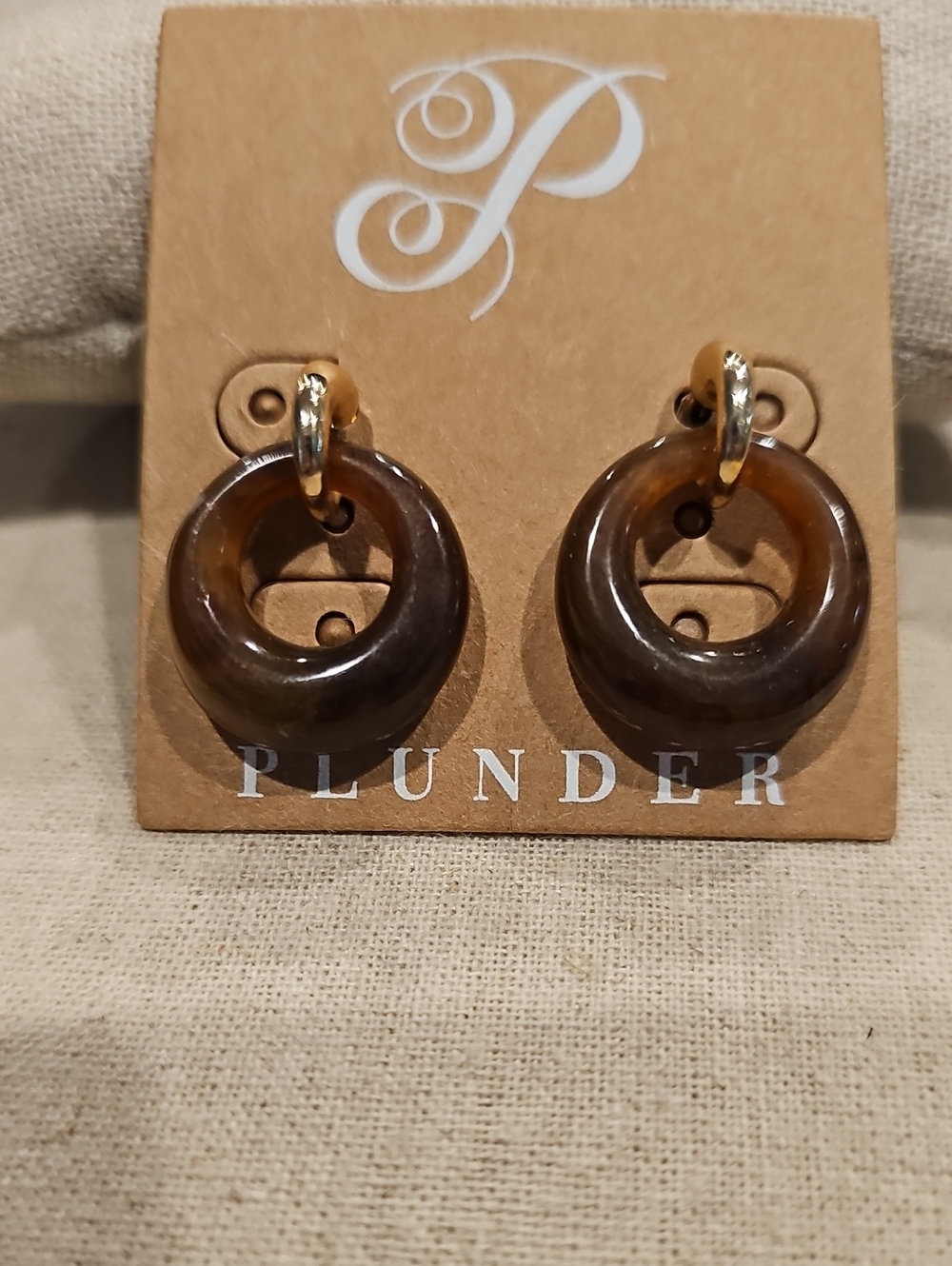New Plunder Brown & Gold Earrings